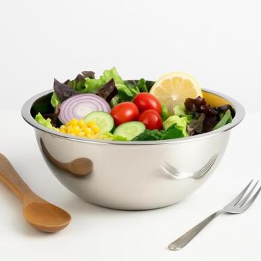 Imagem de KIt 3 Bowls Inox 22cm Saladeira Redonda 1300ml Multiuso Cozinha - Keho