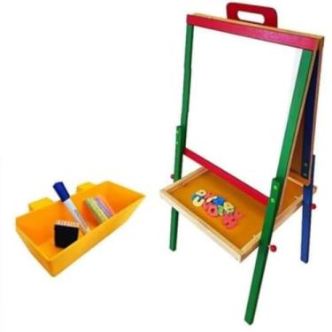 Imagem de Lousa Infantil Magnética Portátil 2 em 1, Quadro Verde e Branco com Suporte, Acessórios Educativos