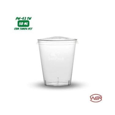 Imagem de Pote De Acrílico Pw43 Com Tampa 50ml Potinho. Caixa com 100 Unidades -