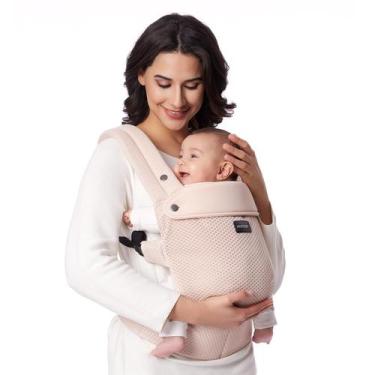 Imagem de Porta-bebês Momcozy, malha respirável, ergonômica, 3,2-20 kg, rosa