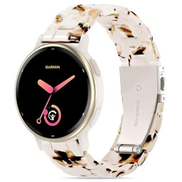 Imagem de Pulseira de relógio de resina compatível com Garmin Vivoactive 5, pulseira de 20 mm compatível com Garmin Vivoactive 6/3/Forerunner 245/165/55/570 42 mm/645 pulseira de substituição com fivela de aço