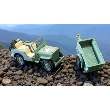 Imagem de Kit Miniatura Jeep Militar 3D + Carretinha Jeep - Kit Card / Kit Cartã
