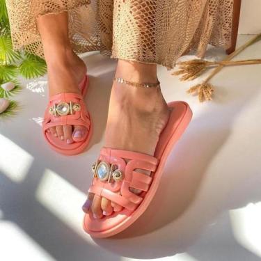 Imagem de Sandalia Feminina Veneza Strass Brilho Rasteirinha Antiderrapante Chin