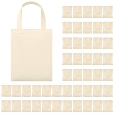 Imagem de Phicorn Sacolas de lona simples – Pacote com 48 bolsas pequenas de algodão em branco de 22,4 x 28 cm para artesanato DIY, pintura, sacolas de presente e uso diário