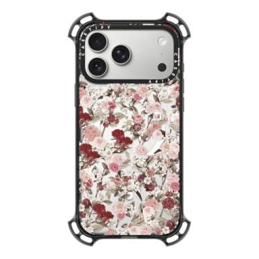Imagem de CASETiFY Capa Bounce para iPhone 17 Pro Max [à prova de choque/compatível com Magsafe/6,5 m. Proteção contra quedas de grau militar 7X] - Vintage Flower Monday - Preto transparente