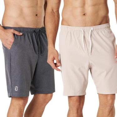 Imagem de Kit 2 Bermudas Casual Melange Microfibra Elastano Slim Fit - Shenus, P