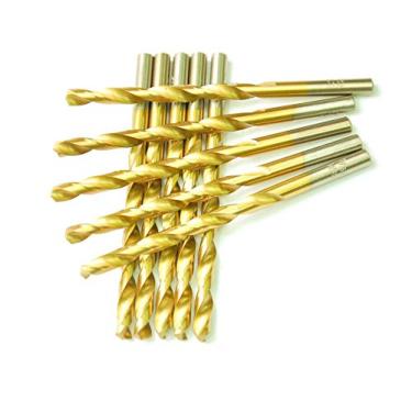 Imagem de Drillforce HSS – Comprimento do trabalho 10 peças, brocas de torção revestidas de titânio, 1/4" x 4", broca de metal, ideal para perfuração em aço neutro, cobre, alumínio, liga de zinco, etc. Embalagem em saco plástico (1/4)