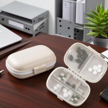 Imagem de Organizador de comprimidos de viagem, estojo de medicamentos portátil com 8 compartimentos, caixa de comprimidos diária para manter vitaminas, óleo de peixe e vitaminas, trigo