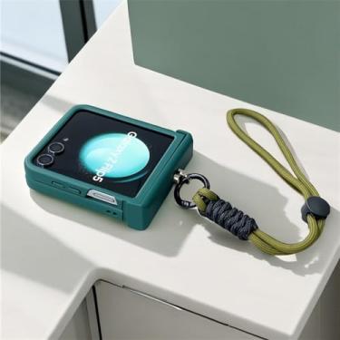 Imagem de Simples luxo grande janela doce cor botão portátil corda caso para samsung galaxy z flip5 5g z flip 5 zflip5 capa, f, samsung z flip 5