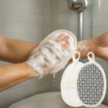 Imagem de 2 esponjas de bucha para chuveiro, esfoliante corporal suave para banho, esponjas esfoliantes Lufa para mulheres e homens