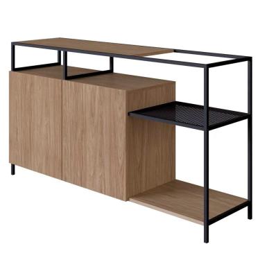 Imagem de Buffet Para Sala De Jantar 2 Portas Pés Metálicos Dinâmico Hanover/preto - Artesano