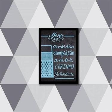 Imagem de Quadro Menu Do Dia: Gratidão E Amor 45X34Cm Com Vidro Preta - Quadros 