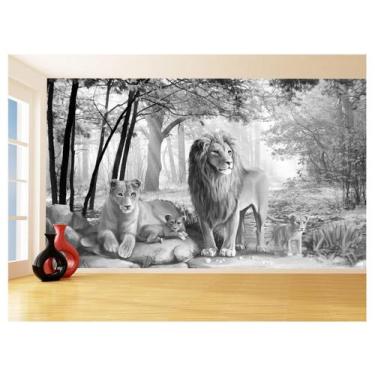 Imagem de Papel De Parede 3D Animais Leão Família Filhote 3,5M Anm504 - Você Dec
