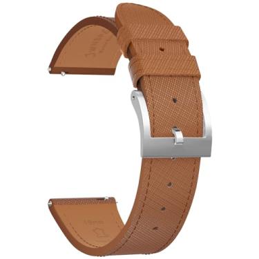 Imagem de JWNSPA Pulseira masculina de couro de grão superior - pulseira de substituição com fivela escovada de liberação rápida - escolha de largura - 18 mm, 19 mm, 20 mm, 21 mm, 22 mm, 23 mm, 24 mm (21 mm,