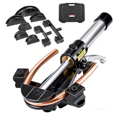 Imagem de Super Stars Kit de dobrador de tubo hidráulico 1/4 pol. – 7/20.3 cm - Dobrador de tubo de cobre HVAC com 7 matrizes de alumínio - Ferramenta de dobra de tubo de 90 graus para reparo de ar condicionado