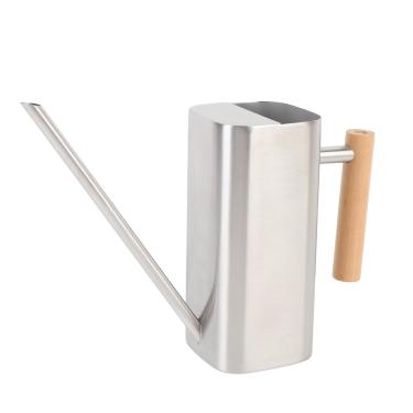 Imagem de YOUTHINK Regador Moderno, Regador de Plantas Com Bico Longo de Aço Inoxidável Com Alça de Madeira Confortável para Uso Interno e Externo (Prata 800ML)