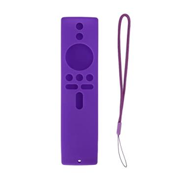 Imagem de Capa protetora de controle remoto antiderrapante Capa de silicone para Mi Box S e Mi TV Stick Macia, durável, adequada para a pele, à prova de choque, lavável com cordão (Conjunto Roxo)