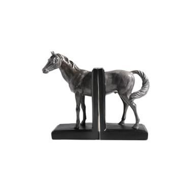 Imagem de VHDY85KA Suporte para livros vintage decorativo cabeça de cavalo estante de livros resina antiderrapante extremidades de livro usadas para decoração de sala de estar e escritório em casa terminais de