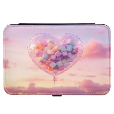 Imagem de Burbuja Caixa de joias de viagem com balão de coração de dia dos namorados, presente para mulheres e meninas, estojo de joias portátil de couro PU organizador para brincos, anéis, colares e pulseiras