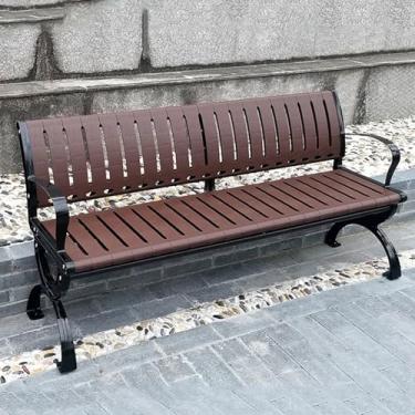 Imagem de Banco de madeira de plástico ao ar livre, parque de banco de design de perna de cadeira curvada, com encosto e apoio de braço curvos, dois estilos disponíveis, para pátio, varanda ou varanda (cor: B