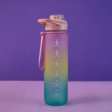 Imagem de Hidratação Estilosa: Garrafa Motivacional 1l Com Canudo E Alça Prática