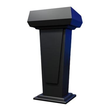 Imagem de Suporte de madeira portátil, pódio de chão com armazenamento, púlpito móvel de igreja para sala de aula, conferência, auditório - acabamento preto