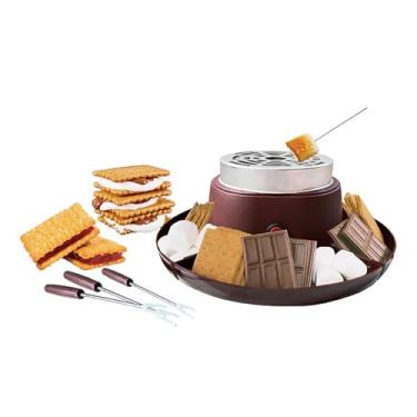 Imagem de Dpofirs Máquina Elétrica de Smores e Panela de Fondue 2 Em 1, Torradeira de Marshmallow de Mesa Interna, Sem Aquecimento por Chama, 4 Garfos e 4 Bandejas Removíveis, para Festas, (Plugue EUA 110V)