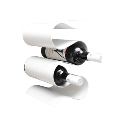 Imagem de Rack de vinho branco moderno - suporte de vidro elegante e prateleira de armazenamento de garrafa para bar doméstico, sala de jantar, adega - elegante suporte de exibição de licor, design que