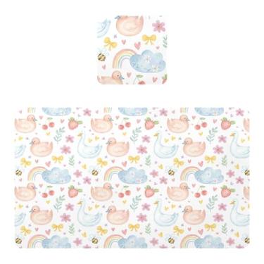 Imagem de Burbuja Jogo americano Duck Goose conjunto de 4 para mesa de jantar, tapetes de mesa de cozinha antiderrapantes resistentes ao calor, fáceis de limpar, 30 x 45 cm