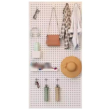 Imagem de Painéis de placa de metal branco montados na parede - Organizador de ferramentas para casa, escritório, garagem, oficina, armazenamento de sala de artesanato e exibição de varejo - Tamanho de 50 cm