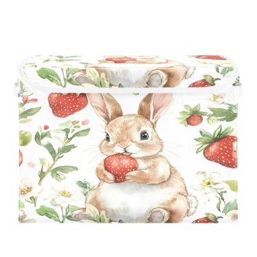 Imagem de SEHANY Cestas de armazenamento fofas de coelho de desenho animado com tampas, organizador de caixas de armazenamento de tecido para armário de roupas, cobertor de escritório, berçário, 42 x 32 x 30 cm