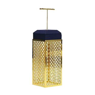 Imagem de Suporte de joias azul suporte de anel de joias expositor organizador de joias colar joias busto pingente brinco pulseira suporte para mulheres meninas, exibição de joias com base dourada (cor: D)
