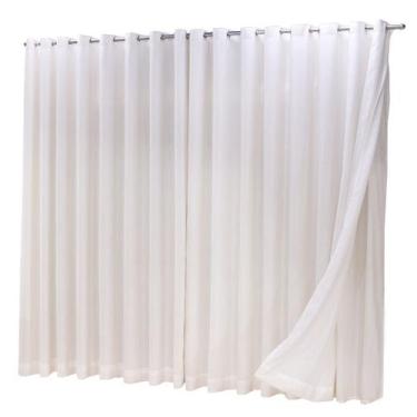 Imagem de Cortina Oxford com linho 8,00x2,30 Para Varão Simples - Ludatex, Palha