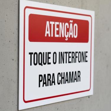 Imagem de Placa Acm Atenção Toque Interfone Chamar 18X23 - Sinalizo