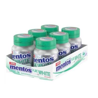 Imagem de Goma de mascar Mentos pure white spearmint display com 6 potes