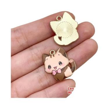 Imagem de Pingentes De Esmalte Multicoloridos Em Formato De Gato 21x20mm, Berloq