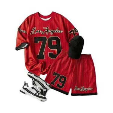 Imagem de Conjunto Casual De Verão Masculino, Moda De Rua, Confortável, Respiráv