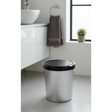 Imagem de Lixeira Inox Tampa Click 10L Cozinha Banheiro Organização - Congratula