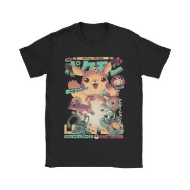Imagem de Camiseta Masculina De Algodão Puro Pokemon Com Gola Redonda E Manga Cu