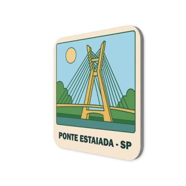 Imagem de Imã de Geladeira Souvenir Ponte Estaiada São Paulo 5x5cm - M-Planner