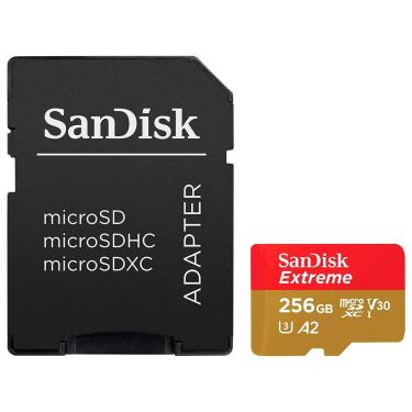 Imagem de Cartão de Memória Micro SD Sandisk Extreme V30 A2 U3 4K UHD com Velocidade Até 190MB-s e Gravação 130MB-s
