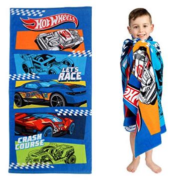 Imagem de Franco Toalha de banho/piscina/praia de algodão super macio para crianças, 148 cm x 71 cm, Hot Wheels