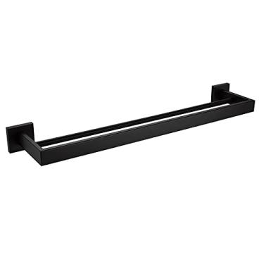 Imagem de Acessórios de banheiro preto fosco Conjunto de ferragens Barra de toalha Toalheiro Gancho Saboneteira Escova Higiênica Suporte de copo Suporte de papel, Barra de toalha dupla