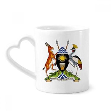 Imagem de Caneca com emblema nacional da África Uganda caneca café cerâmica copo de coração de vidro