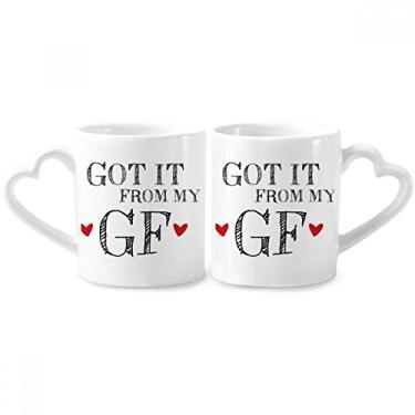 Imagem de For BF Got It From My GF Boyfriend Couple Porcelain Mug Set Ceramic Lover Cup Heart Handle