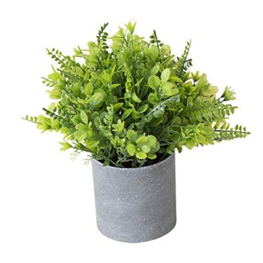 Imagem de heave Mini plantas artificiais em vaso, arbusto de plástico falso, plantas verdes artificiais para decoração de casa, jardim, banheiro, presente de boas-vindas, 5