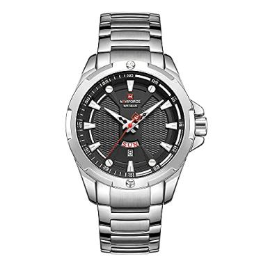 Imagem de Relógio masculino NAVIFORCE de aço inoxidável, à prova d'água, luxuoso, analógico, quartzo, casual, moderno, multifuncional, multifuncional, NF9161-S-B, M