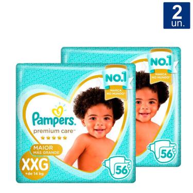 Imagem de Kit 2X Fralda Pampers Premium Care Tamanho XXG Pacote Hiper 56 Fraldas De