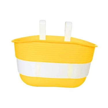 Imagem de UGPLM Cesta de bicicleta infantil Cesta de bicicleta infantil transportadora Cesta de guidão para compras de ciclismo, AMARELO
