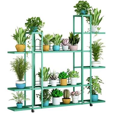 Imagem de Prateleira Para Plantas Internas E Externas, 4 Camadas, 5 Camadas, 6 Camadas, Branco/verde, Flor, Planta, Rack Com Rodas, Destacável, Fácil De Montar, Prateleira De Canto Para Vários Armazenamento